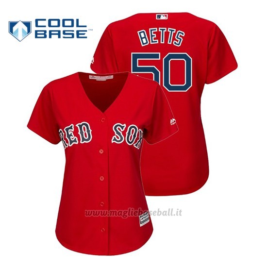 Maglia Baseball Donna Boston Red Sox Mookie Betts Cool Base Majestic Alternato Scarlet